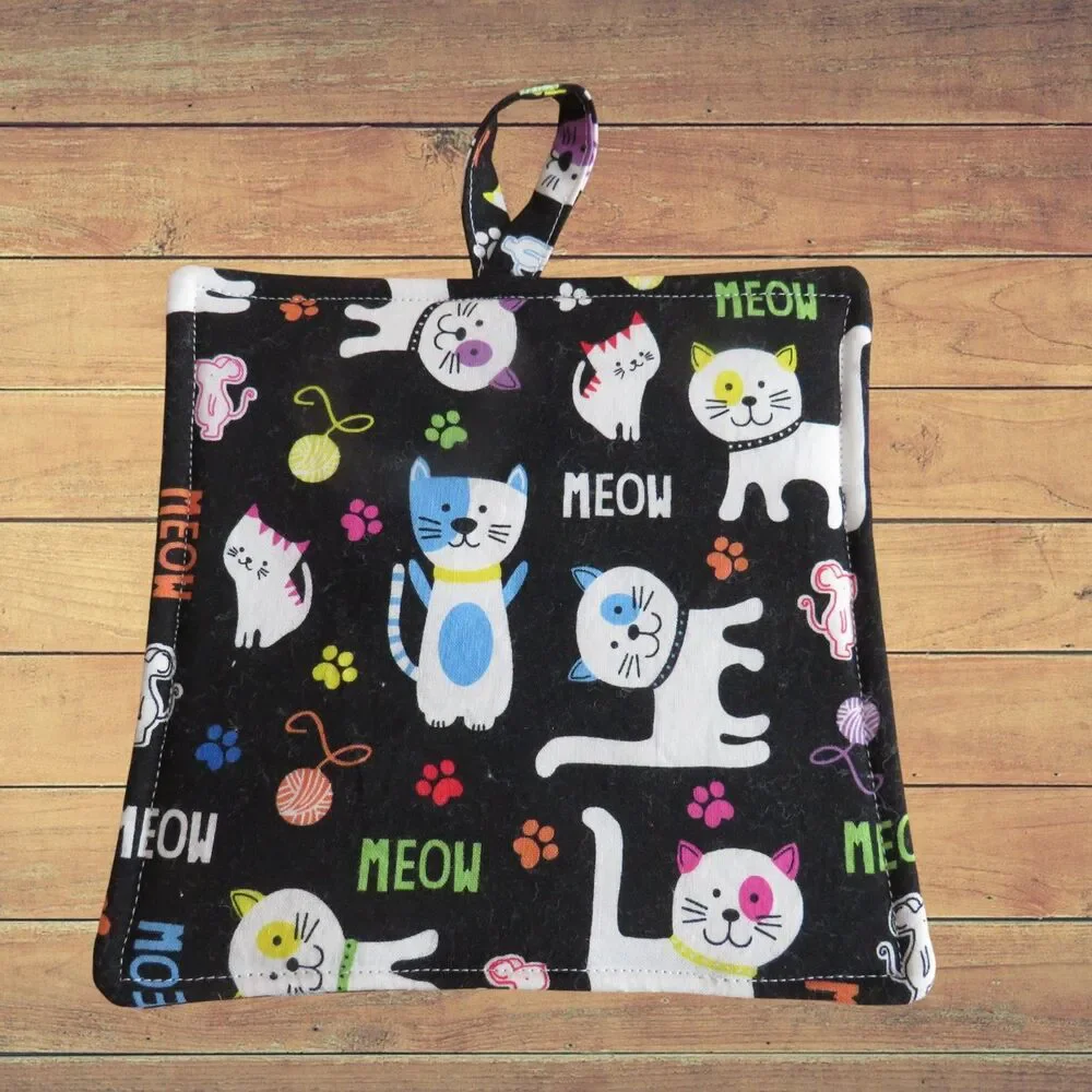 Handmade Potholder, Cats and Kittens